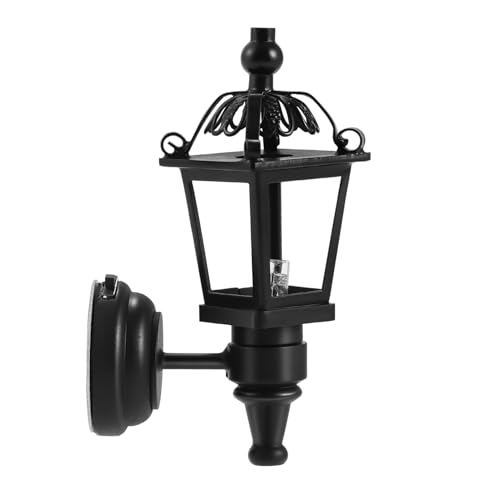 SHINEOFI 1 Stück Miniatur-Led-Wandlampe Puppenhauszubehör Im Maßstab 1:12 Schwarze Dekoleuchten Aus Metall Für Die DIY-Puppenhausdekoration von SHINEOFI