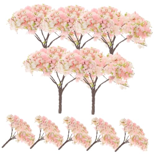 SHINEOFI 10 Stück architektonisches Baummodell Puppenhausbaum Blütenbaum Tulpe Fee DIY Dekoration Simulation Kirschblüten simulierte Kirschblüte Künstliche Kirschblüten-Requisiten Schwamm von SHINEOFI