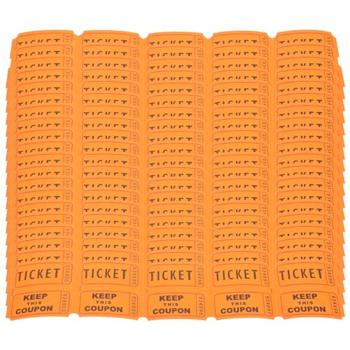 SHINEOFI 100 Stück Orangefarbene Tombola-Tickets Doppelrolle 50/50-Stub-Tickets Mit Fortlaufenden Nummern Universelle Karnevalsmesse-Split-Tickets Für Veranstaltungen Freizeitunterhaltung von SHINEOFI