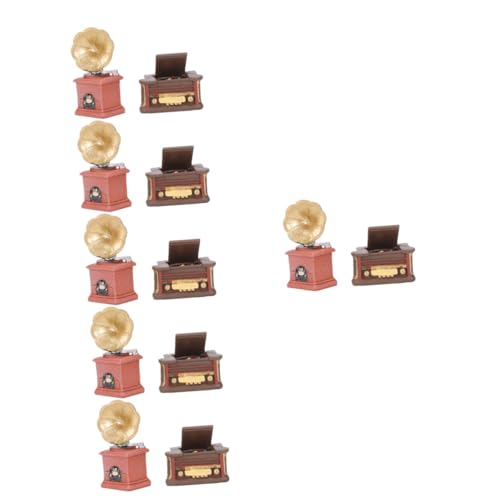 SHINEOFI Kuchendekorationen 12 STK Vintage-Ornamente Spielzeug für Kinder kinderspielzeug Mini-Phonograph-Modell-Dekor Bonsai-Miniaturfiguren Radio Modelle realistisches Phonographenmodell von SHINEOFI
