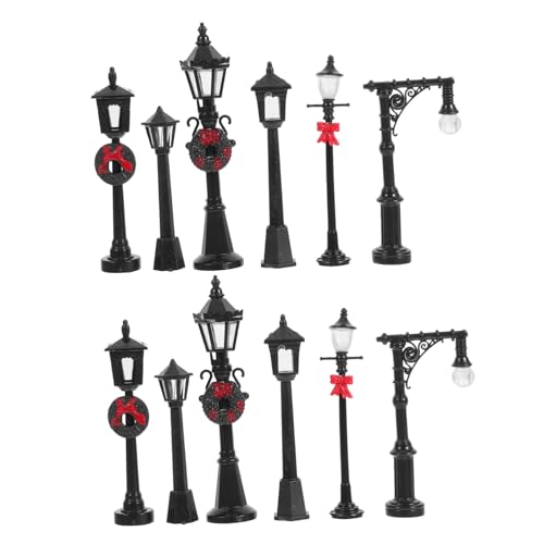 SHINEOFI 12 Stück Teiliges Mini Straßenlaternen aus Robustem Kunststoff Miniatur Lampen für Puppenhaus Dekoration DIY Miniaturen Puppenhauszubehör Vielfältige Stile für Kreative Gestaltung von SHINEOFI