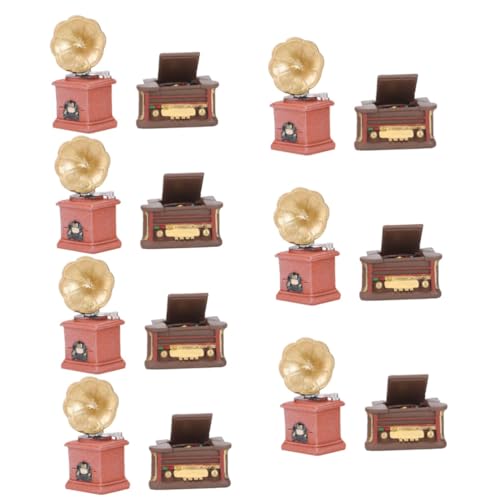 SHINEOFI Kuchendekorationen 14 STK Vintage-Ornamente Puppenhaus-Phonograph Phonograph Spielzeug kinderspielzeug Spielzeug für Kinder Weihnachtsdekorationen Modelle Mini-Landschaftsschmuck von SHINEOFI