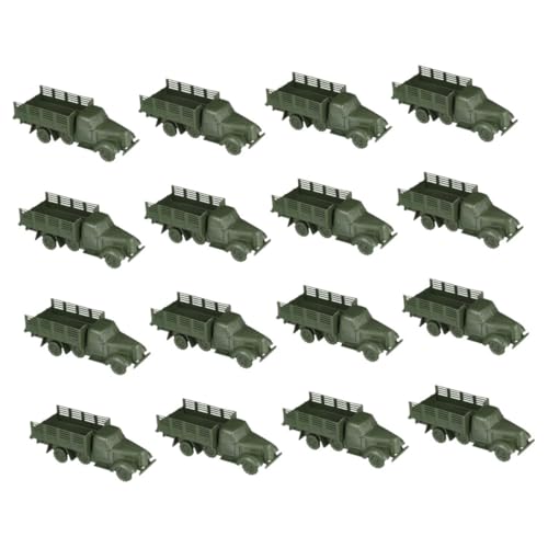 SHINEOFI 16 Stück Teiliges Mini Militärlastwagen Modellspielzeug Realistische Fahrzeugmodelle für Sandtischdekoration Sammlerstücke und von SHINEOFI