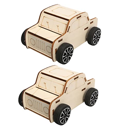 SHINEOFI 2 Stück DIY Holzfahrzeug Modell Bastelspielzeug für Zusammenbaubares Auto für Jungen und Mädchen für Kreative Projekte und Wissenschaftsexperimente von SHINEOFI
