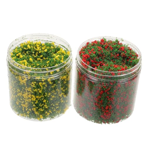 SHINEOFI 2 Stück Mini Modell Gras Teiliges Simuliertes Baum Pulver Mischfarben Realistische Textur Formbares Bastelgras für DIY Architekturmodelle Puppenhäuser Zubehör von SHINEOFI