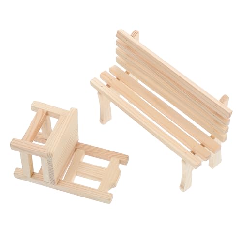 SHINEOFI 2 Stück Miniatur-puppenhaus-Bank-Set – Mini-holzstuhl Für Puppenhaus-zubehör SHINEOFI 2 Stück Miniatur-puppenhaus-Bank-Set – Mini-holzstuhl Für Puppenhaus-zubehör von SHINEOFI
