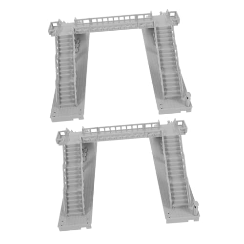 SHINEOFI 2 Stück Städtisches Gebäudemodell Bahngleise Brücke Modellzuggebäude DIY-fußgängerbrückenmodell Fußgängerbrücke-dekor Eisenbahn-fußgängerbrücke Dollhouse Decor Grau Abs von SHINEOFI