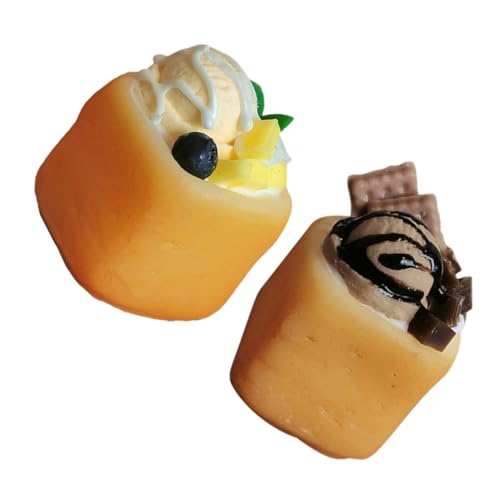 SHINEOFI 2 Stücke Miniatur Dessertmodelle mit Eiscreme und Toast Farbenfrohe Ungiftige Miniatur Küchenaccessoires für Puppenhäuser Realistische Spielzeugdekoration für Kreatives Kinderspiel von SHINEOFI