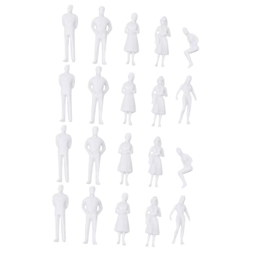 SHINEOFI 20 STK menschliche Miniaturfiguren Sandkasten-Miniaturen kleine menschliche Gestalten Miniaturmenschen Zugmodell Modelle Menschen Zahlen weiße Menschenfiguren Schurke Statue Pack von SHINEOFI