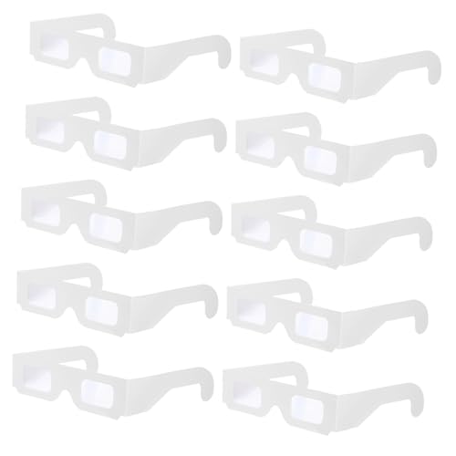 SHINEOFI 25 Stück 3D-Feuerwerksbrille bezaubernde Partybrille Party-Brillengestell Festival-Brille-Stütze lustige Partybrille Festival-Party-Brille tragbare Partybrillen Gläser Papier Weiß von SHINEOFI