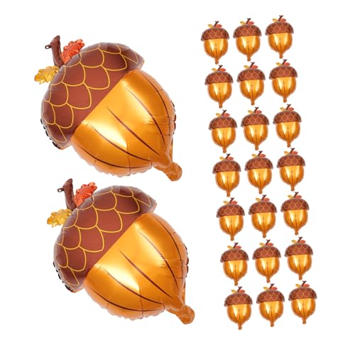 SHINEOFI 25 Stück Teiliges Aluminiumfolie Herbst Luftballons Tannenzapfen Form Glänzend Wiederverwendbar Leicht Hängbar für Erntedankfest und Herbstparty Dekoration von SHINEOFI
