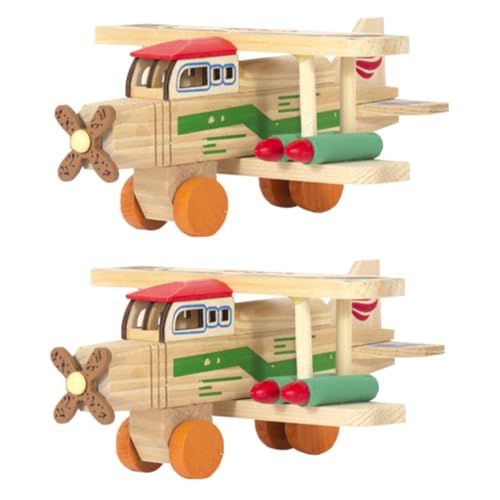 SHINEOFI 2St Farbbomber aus Holz Wohnkultur Bürodekoration Retro-Flugzeugmodell Spielzeug für Kinder Ornament Modelle Flugzeugdekor aus Holz Flugzeugförmiges Dekor altmodisch Kunsthandwerk von SHINEOFI