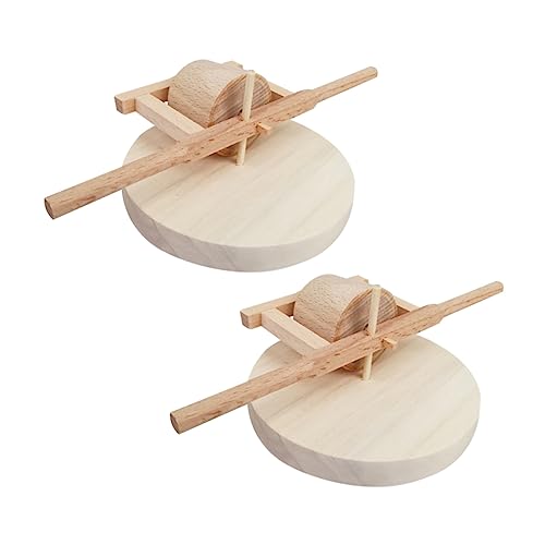 SHINEOFI 2St Holzspielzeug Miniaturspielzeug Tischdekoration aus Spielzeuge 3D Holzpuzzle Modelle Mini-Mühlstein Miniatur aus Holz hölzern Ornamente Kleine landwirtschaftliche Werkzeuge von SHINEOFI