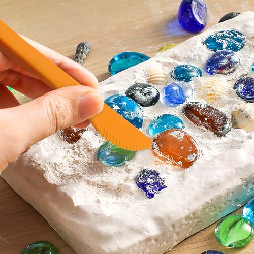 SHINEOFI 3 Sets Kinder Ausgrabung Kit, Kunststoff Hammer Meißel Pinsel Schaber Werkzeug Spielzeug, Dig Kit, 6, 10x2, 08x0, 47 Zoll von SHINEOFI