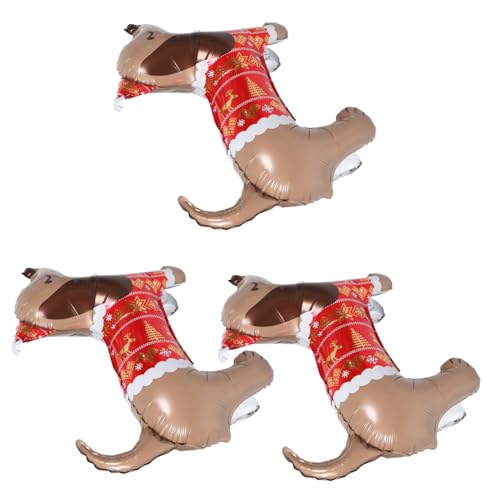 SHINEOFI 3 Stück Teiliges Aluminiumfolie Ballons in Cartoon-Hundform Wiederverwendbar Glänzend für Welpen-geburtstagsfeiern Haustier-mottopartys und Weihnachtsdekoration von SHINEOFI