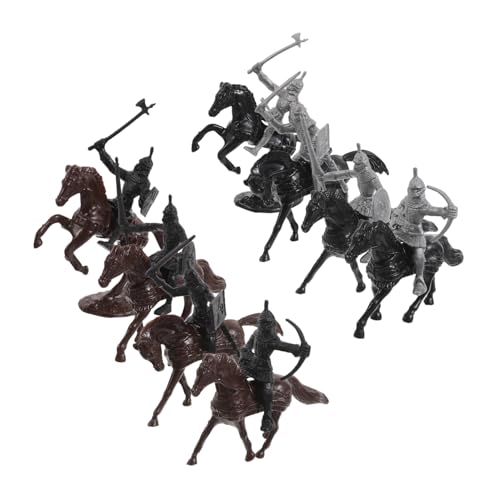 SHINEOFI 32 Stück Teiliges Ritter Soldaten Modellset Mittelalterliche Krieger Figuren mit Pferden Langlebig Robust für Sammler und Historische Spielszenen und Dekoration von SHINEOFI