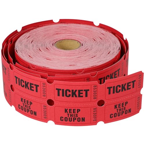 SHINEOFI 4 Rollen Lotterieschein Etiketten für Veranstaltungstickets Rot Festivaltickets Tickets für EIN Tombolaspiel Kinokarten Eintrittskarten für den Unterricht Lose beschichtetes Papier von SHINEOFI