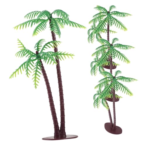 SHINEOFI 4 Stück Laub Dekoration Künstlich Mini-kokosnussbaum Anlage Mini-palmen Feengartenpflanze Mini Tropische Palmen Palmenfiguren Klein Zubehör Palmen Miniatur Drinnen Plastik von SHINEOFI