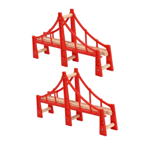 SHINEOFI 4 Stück Spur Kinderspielzeug Gleisspielzeug Zug-Hängebrücke Modelle Spielzeuge Spielzeugbrücken aus Holz doppelte Hängebrücken kreuzen Zubehör Überführung Bahn Zugbrücke hölzern von SHINEOFI