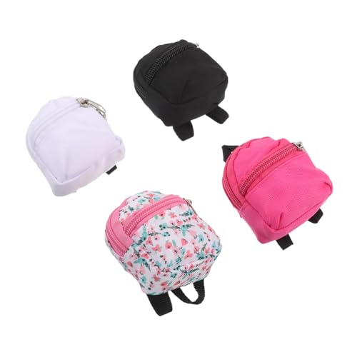 SHINEOFI 4 Stück Teiliges Mini Rucksack für Bjd Dolls mit Funktionalem Reißverschluss Kreative DIY Realistische Mini Schultasche für Puppenhaus Rollenspiel und Fotoshootings von SHINEOFI
