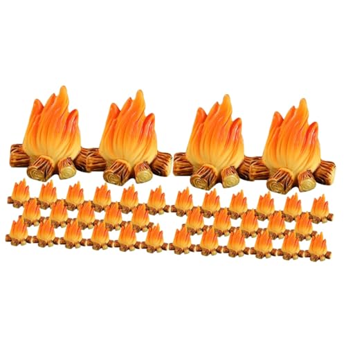 SHINEOFI 40 STK Feuerschmuck Lagerfeuer-Modell Halloween-Feuer Kuchen Verzieren Kuchenbehälter Kuchen Behälter Puppenhaus-feuerstelle Weihnachtsschmuck Terrarien Kunsthandwerk Miniatur Harz von SHINEOFI
