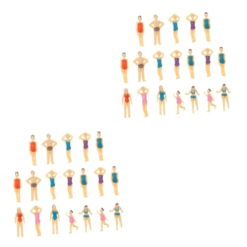 SHINEOFI Schaufensterpuppe 40 Teiliges Figuren Puppenmodell Zugzubehör Architektonisches Menschenmodell Architekturmodell Menschen Winziger Strand Diorama Strand Badeanzüge Figuren Puppen von SHINEOFI