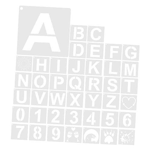 SHINEOFI 42 Stücke Buchstaben & Zahlen Schablonen Für Malerei Auf Holz Handwerk Wiederverwendbare Vorlagen Schablone Set Für von SHINEOFI