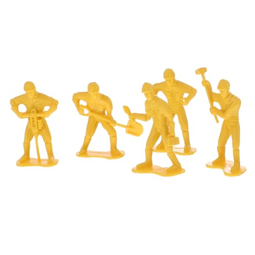 SHINEOFI 45 Teiliges Mikro Landschaftsornament Pädagogisches Arbeiterfiguren Technikpuppe Szenenlayout Requisiten Stehend Kleine Leute Mit Werkzeugfiguren Modell Kunststoff Gelb von SHINEOFI
