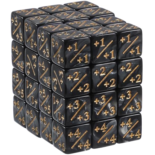 SHINEOFI 48-teiliges Zählerwürfel-Set, Acryl-Token-würfel, Kartenspiel-zubehör, Schwarz von SHINEOFI