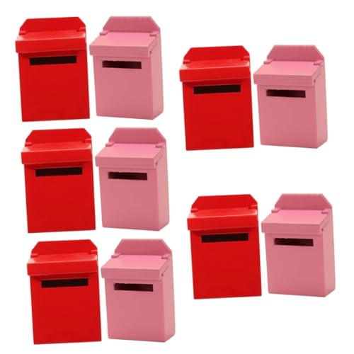 SHINEOFI 5 Sätze Mini -hausdekoration Miniaturen Möbel Häuser Mini House Decor Mini-briefkasten Aus Holz Briefkastenstatue Aus Holz Mini-postfächer Hölzern 2 Stücke * 5 von SHINEOFI