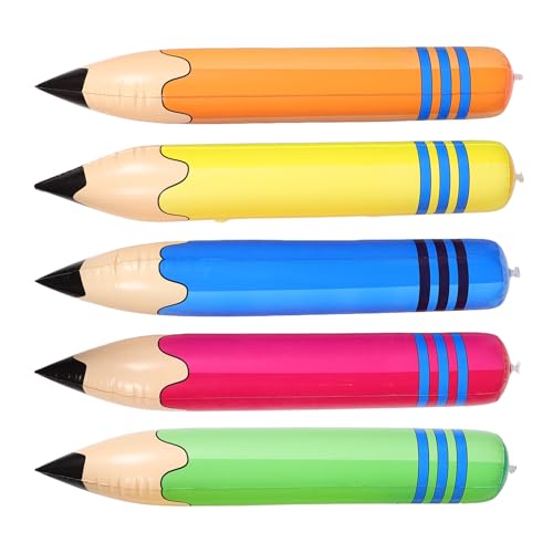 SHINEOFI 5 Stück Teiliges Jumbo Aufblasbares Bleistift Vielseitig als Hammer Barbell Stick Für Sportveranstaltungen Geburtstags Schulanfangsparty Dekoration von SHINEOFI