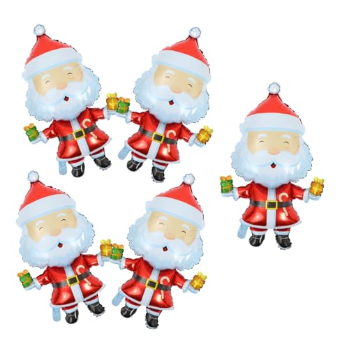SHINEOFI 5 Stück Teiliges Weihnachtsdeko Luftballons mit Weihnachtsmann für Festliche Partys Kreative Folienballons für Stimmungsvolle Weihnachtsdekorationen von SHINEOFI
