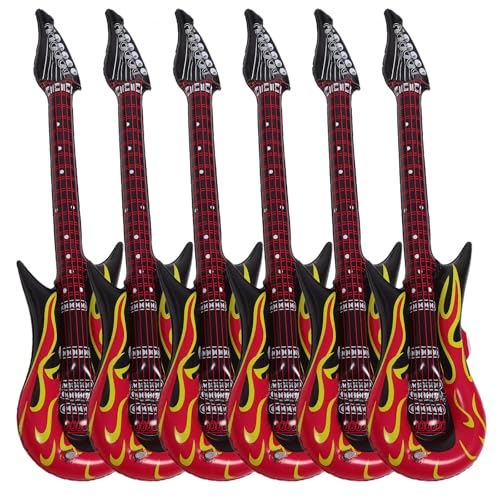SHINEOFI 6 Stück Aufblasbare Gitarren, Lustige PVC-Instrumente, Party-Dekorationen für Kinder, Mehrfarbig, 35, 43 Zoll von SHINEOFI