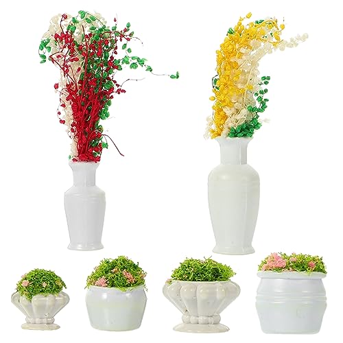 SHINEOFI 6 Stück Mini-Pflanzvase kleine Gartendekorationen im Freien winzig Anlage Rasen kunstpflanzen Set kunstpflanze Set Spielzeugtisch gefälschte Pflanze Landschaft DIY Blume Plastik von SHINEOFI