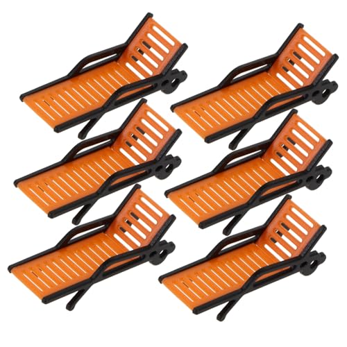 SHINEOFI 6 Stück Strandkorb-Modell klein Mini-Loungesessel-Modell mini strandstuhl Strandstuhl-Modell Zusammenklappbarer Miniatur-Lounge-Sessel Modell eines Miniatur-Loungesessels Plastik von SHINEOFI