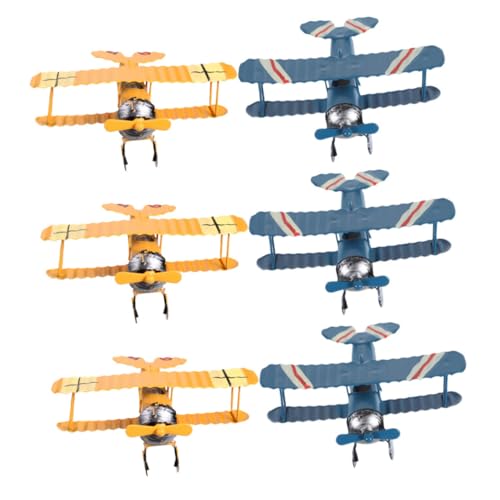 SHINEOFI 6 Teiliges Flugzeug Retro Flugzeugmodell Für Zuhause Büro Schreibtisch Kinderzimmer Partygeschenke – Vintage Doppeldecker Modell Für Sammler von SHINEOFI