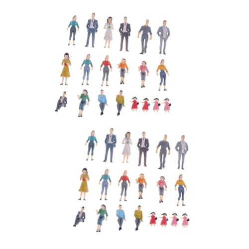 60 STK vorbildlicher Mann Menschen maßstabsgetreues Modell Miniaturmodelle Zugmodell Straßenmenschen Miniatur bemalte Figuren Layout-Requisiten Sandkasten Spielzeug Plastik. von SHINEOFI