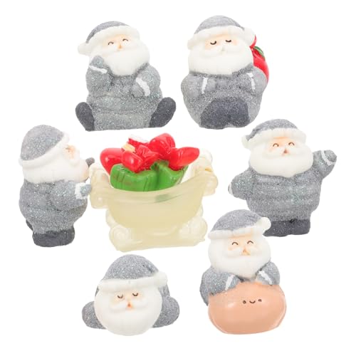 SHINEOFI 8 Stücke Schlitten Weihnachtsmann Schnee Landschaftsbau Dekoration Zubehör Kleine Ornamente 8 Stücke Weihnachtswichtel Kleiner Weihnachtsbaum von SHINEOFI