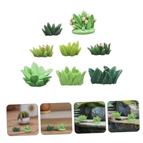 SHINEOFI 8stücke Kunstpflanzen Zum Basteln Miniaturgras Künstliches Grün Ornament Für Puppenhaus-mikrolandschaftszubehör Kleine Künstliche Pflanzen Simuliertes Bonsai-Modell Für von SHINEOFI
