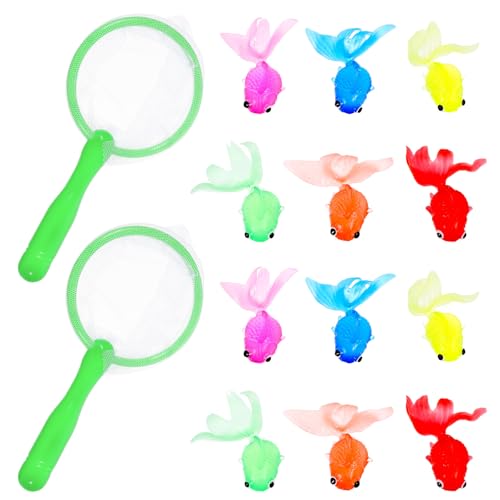 SHINEOFI Angelspielzeug-Set für Kinder, 2 Packungen mit 12 Goldfischen aus Gummi Und 2 Fischernetzen,, Perfekt für Badespaß SHINEOFI Angelspielzeug-Set für Kinder, 2 Packungen mit 12 Goldfischen aus Gummi Und 2 Fischernetzen,, Perfekt für Badespaß von SHINEOFI