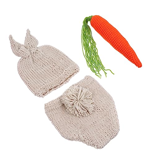 SHINEOFI Babykostüm Set Handgefertigtes Strick Outfit mit Hase und Karotte für Neugeborene Monate Requisiten für Fotografie und Süße Erinnerungen SHINEOFI Babykostüm Set Handgefertigtes Strick Outfit mit Hase und Karotte für Neugeborene Monate Requisiten für Fotografie und Süße Erinnerungen von SHINEOFI