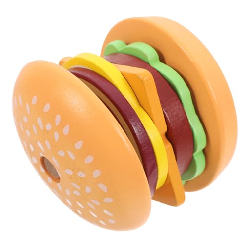 SHINEOFI Burger- holzspielzeug Lernspielzeug Rollenspiel Förderspielzeug Ringstapler Holz Hamburgerspielzeug für Ring-Stacker- von SHINEOFI