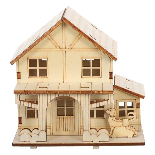 SHINEOFI DIY Holzhaus Bastelset mit LED Licht Log Cabin Kit für Schreibtisch Regal und Wohnzimmerdekoration Handgefertigtes Holzhaus Modell zum Selberbauen und Dekorieren von SHINEOFI