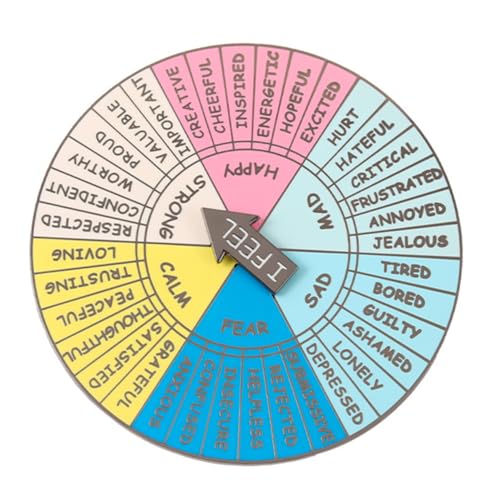 SHINEOFI Emotionsrad-Abzeichen Emotionsrad-Dekorationshandwerk Dekorativ Gefühlsrad bastelzeug handwerkskunst Tragbarer Feeling-Wheel-Plattenspieler Emotion-Rad-Abzeichen-Handwerk Legierung von SHINEOFI