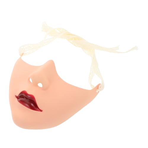 SHINEOFI Gesichtsmaske Aus Kunststoff Halbgesichtsmaske Handbemalt Mit Roten Lippen Für Frauen Für Cosplay Drama Und Karnevalsparty Styling von SHINEOFI