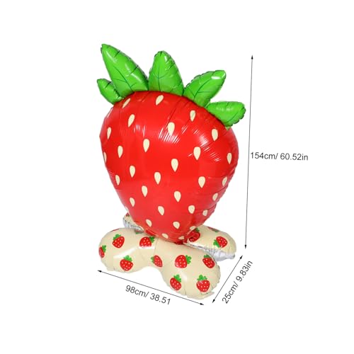 SHINEOFI Giant Inflatable Strawberry Balloon Realistic Fruit Design Stehender Folienballon für Kindergeburtstag Sommerparty Deko Fotorequisite Wiederverwendbar Indoor Outdoor von SHINEOFI