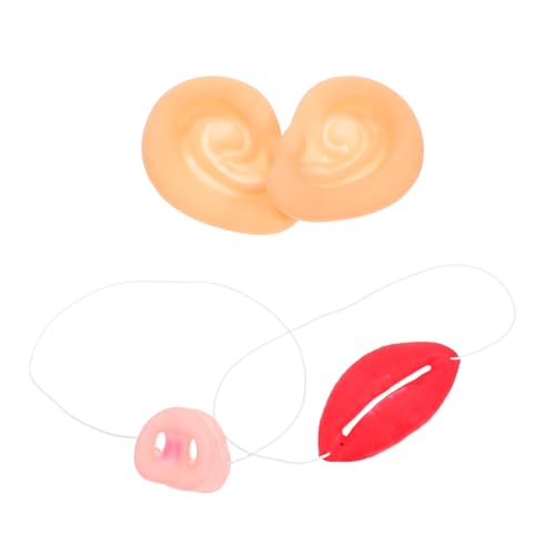 SHINEOFI Halloween Schweinekostüm Set mit Realistischem Schweinenase Ohren und Lippen Verstellbarem Gurt Atmungsaktiv Farbbeständig für Erwachsene Party Accessoires Cosplay von SHINEOFI