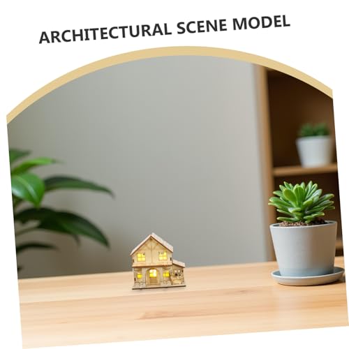 SHINEOFI Holz Miniaturhaus Bausatz DIY Holzhaus Puzzle mit LED Beleuchtung Stabiles Naturholz Inklusive Kleber Einfach zu Bauen Pädagogisches Modell für Erwachsene und Kreative von SHINEOFI