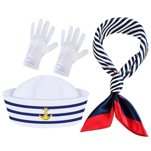 SHINEOFI Kapitänsmütze 1 Set Matrosenmütze Und Schal Yachtboot-Kapitänskappe Für Männer Frauen Kinder Nautisches Kostümzubehör Für Party Cosplay Halloween SHINEOFI Kapitänsmütze 1 Set Matrosenmütze Und Schal Yachtboot-Kapitänskappe Für Männer Frauen Kinder Nautisches Kostümzubehör Für Party Cosplay Halloween von SHINEOFI