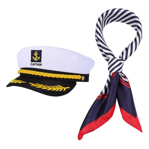 SHINEOFI Kapitänsmütze 1 Set Matrosenmütze Und Schal Yachtboot-Kapitänskappe Für Männer Frauen Kinder Nautisches Kostümzubehör Für Partys Auftritte Halloween SHINEOFI Kapitänsmütze 1 Set Matrosenmütze Und Schal Yachtboot-Kapitänskappe Für Männer Frauen Kinder Nautisches Kostümzubehör Für Partys Auftritte Halloween von SHINEOFI